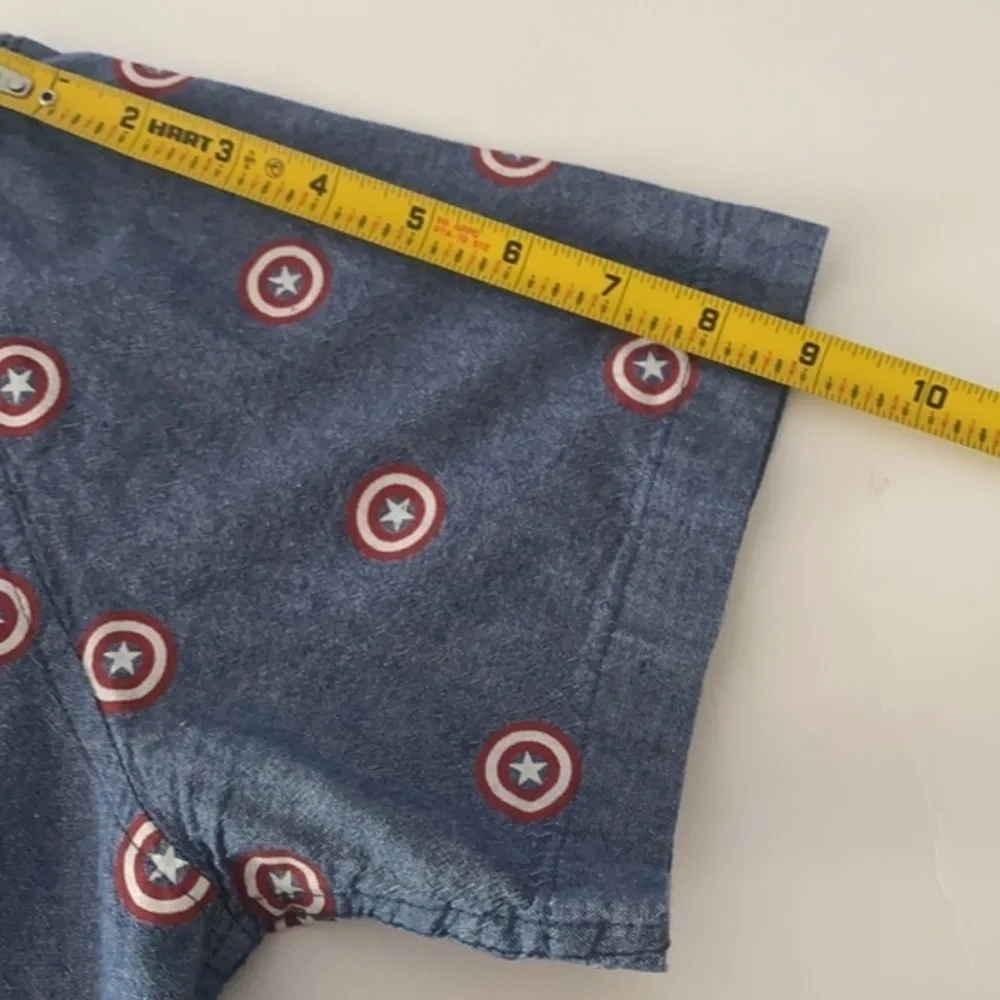Marvel Captain America Casual Button Down Short Sleeves Chambray Shirt Sz L - Picture 8 of 10